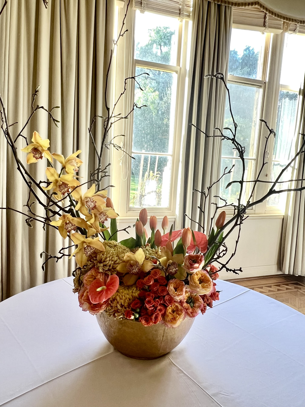 Orchids roses and tulips